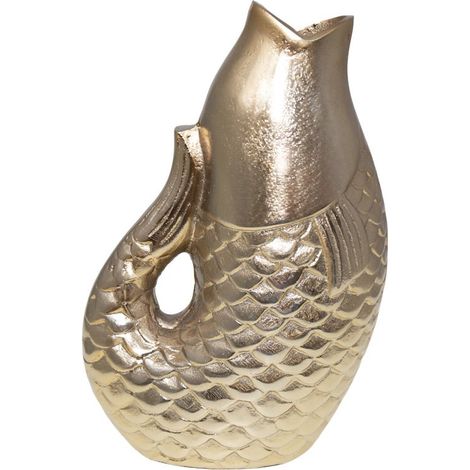 Vase Design Poisson en Aluminium Doré pour Décoration d'Intérieur 16 x 10 x 24,5 cm - PANGIVO (1/5)