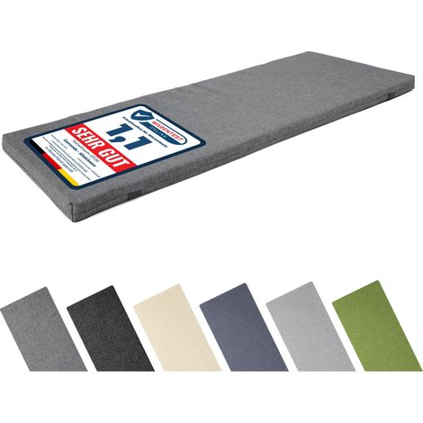 Garronda Coussin Exterieur Impermeable 100x40 cm pour Banc de Jardin Canapé et Balancelle Housse en Polyester Résistant UV pour Terrasse Balcon et Intérieur avec Élastiques GD-0220 Graphite (1/5)