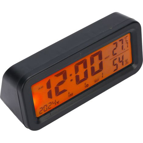Horloge de tableau de bord de voiture, horloge électronique lumineuse, calendrier, affichage de la température et de l'humidité, compatible avec la charge solaire USB-C (1/5)