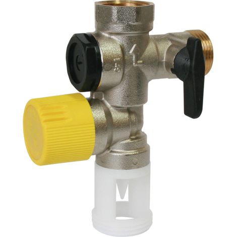 SOMATHERM FOR YOU - Safety Group sede teflon NC 20/27 (3/4 '') per l'acqua dura con una guardia d'aria dritto. Evita sovrappressione nel boiler. Corpo di sicurezza obbligatoria per scaldabagni. (1/2)