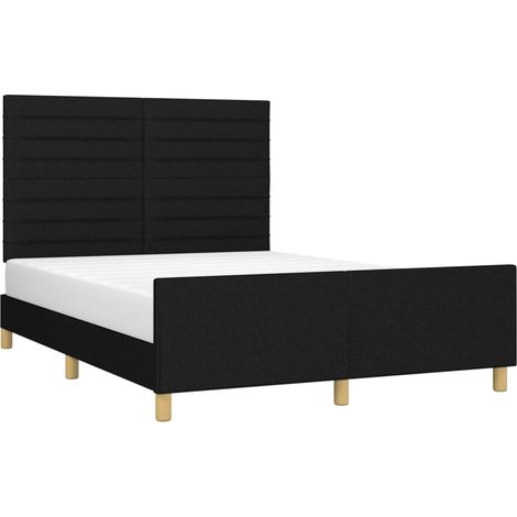 Cadre de lit avec tête de lit Noir 140x190 cm Tissu (1/5)