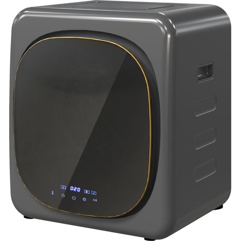 Mini-sèche-linge mural 4kg 6 programmes 800W température réglable, protection surchauffe extraction d'air pour vêtements gris