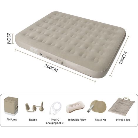 Matelas gonflable avec pompe électrique en un clic, gonflage rapide automatique, dégonflage, confortable, résistant à l'eau, 1 personne pour la maison, les invités, les voyages, le camping, la randonn (1/5)
