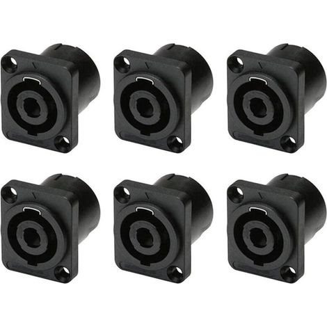 6 pcs 4 pôles connecteur de prise à montage sur panneau speakon,haut-parleur audio femelle à 4 broches ronde jack adaptateur de verrouillage par torsion pour nl4mp,nl4mpr,nl4fc,nl4fx,nlt4x (1/4)