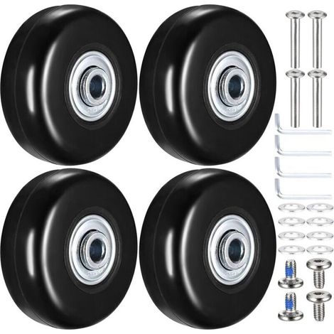4 roues de rechange pour valise, roues de rechange 50 x 18 mm pour valise, roues de rechange en caoutchouc pour valises et chariots.