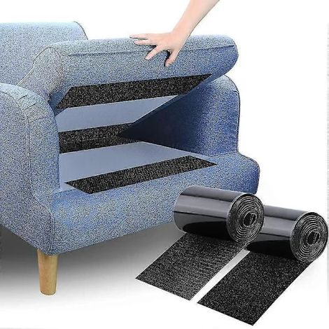 Bande adhésive Velcro antidérapante pour coussins de canapé et meubles, noire, 10 cm x 1,5 m (1/5)