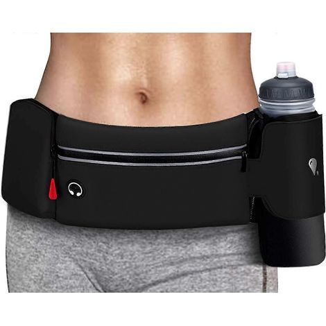 Sac banane de course à pied avec porte-bouteille pliable, anti-rebond, grande poche résistante à l'eau, porte-téléphone pour hommes et femmes (1/5)