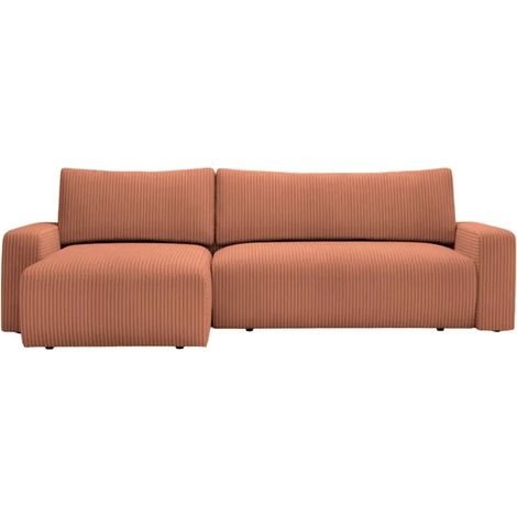 LUCIE - Canapé d'angle velours cotelé 4 places - Terracotta (1/5)