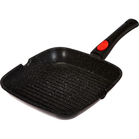 KAMBERG Padella Griglia 24 x 24 cm, Manico Rimovibile, Ghisa di Alluminio, Rivestimento Antiaderente di Alta Performance Pietra, Tutti Fornelli y induzione, Senza PFOA (1/5)