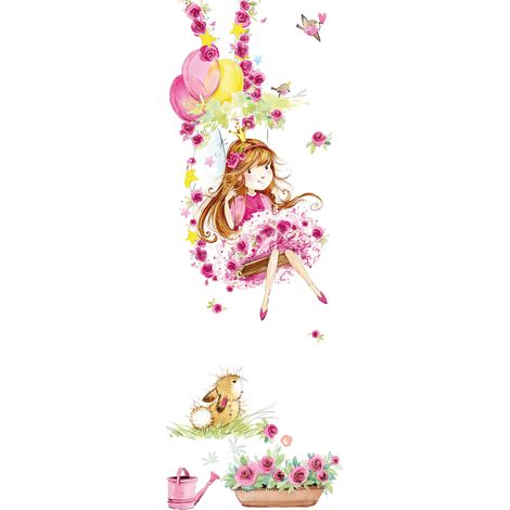 Papier peint panoramique rose élégant | Tapisserie panoramique design pour enfant | Papier peint panoramique princesse idéal pour chambre enfant - 267 x 100 cm (1 pièce) (1/3)
