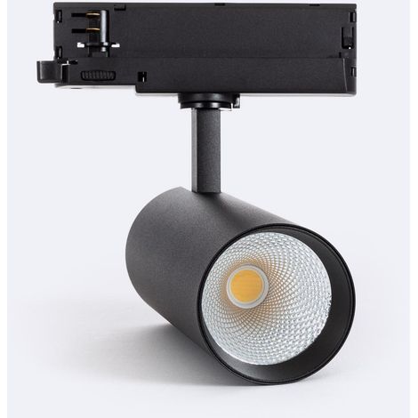 Spot LED sur Rail Triphasé 30W Carlo Noir 2700K Blanc chaud