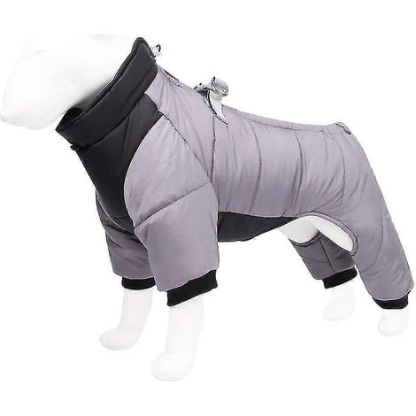 Abrigo impermeable para perros, chaquetas cálidas de invierno para cachorros, para perros medianos y grandes, mono reflectante para mascotas, ropa para gatos con anilla para correa, color gris. (1/5)