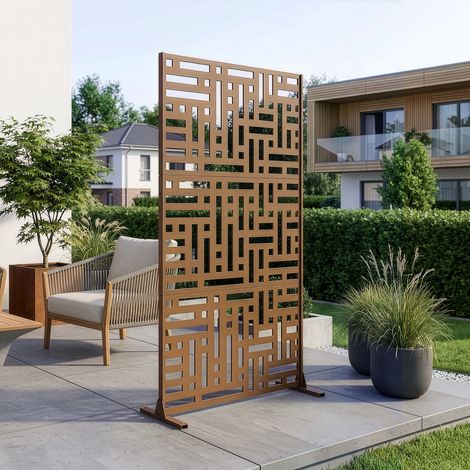 Trennwand Bernalda 180x90 cm Stahl Braun [casa.pro]