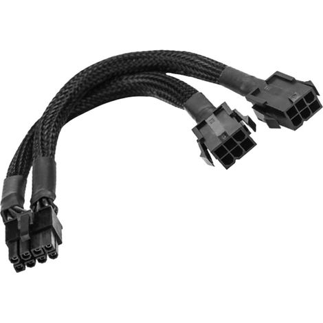 Câble adaptateur 8 broches mâle vers double 6 broches femelle (20 cm) pour carte graphique PCI-Express (connecteur 8 broches CPU vers carte vidéo). (1/4)