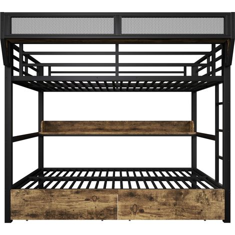 Litera 140 x 200 cm de metal y MDF con LED, almacenaje y 2 cajones MODENUIT (1/5)