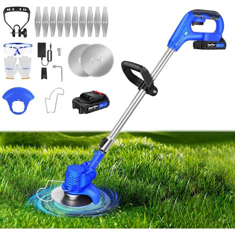 Tondeuse à gazon sans fil, avec batterie et lame, poignée réglable, tondeuse à gazon, adaptée à la taille du jardin, de la pelouse et des terres agricoles.