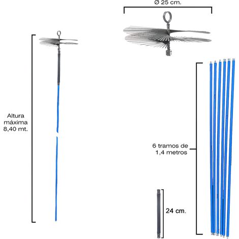 Schornsteinfegerbürste Schornsteinset 8,4 Meter x 250 mm. Durchmesser. (1/2)