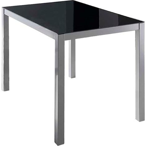 MOMMA HOME Mesa Fija Rectangular Negra - Modelo Melbourne - Material Cristal Templado/Metal - Medidas 110 x 75 x 75 cm (1/5)