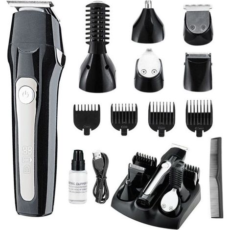 (black)5-in-1 Multi-Purpose Trimmer for Men, Rechargeable Professional Beard Trimmer, Men's Grooming Set, Black