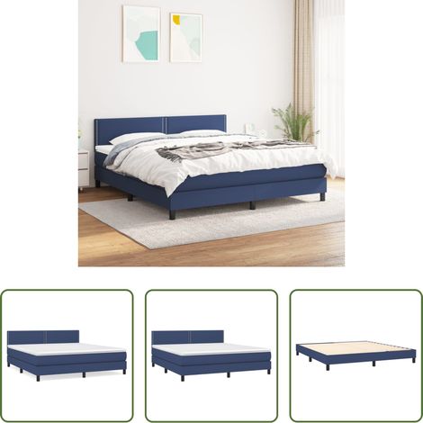 vidaXL Kopfteil - Boxspringbett mit Matratze Blau 180x200 cm Stoff (1/5)