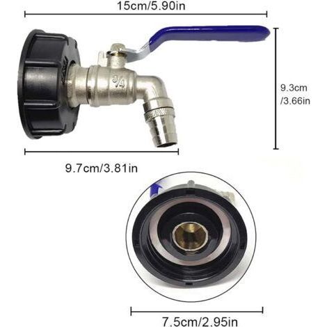Raccord robinet en laiton chromé pour cuve IIBC 3/4\ (1/4)