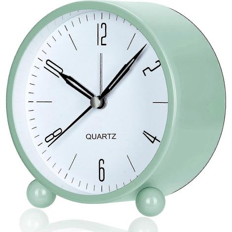 Réveil analogique - Grand cadran de 10 cm - Réveil rond minimaliste en métal - Réveil tendance (1/5)