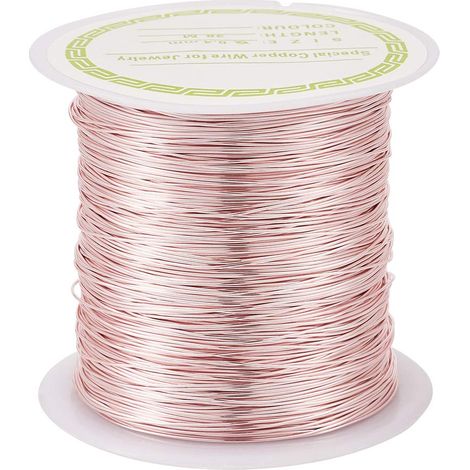 Fil de cuivre doré résistant au ternissement 38 m, calibre 26(0.4mm) Fil métallique flexible Doré rose pour emballage de bijoux, sculpture et travaux manuels (1/5)