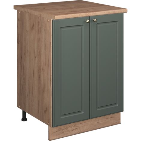 Mobile lavello cucina Fame-Line, Verde-oro rustico/Rovere dorato, 60 cm, Vicco (1/5)