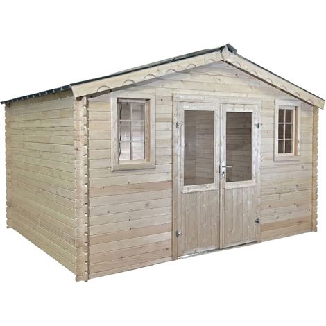 Caseta de jardín de madera 380x380 cm – Abeto de 28 mm con techo de acero galvanizado – Puerta y ventana dobles – BAX4040.02 Foresta (1/3)