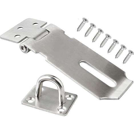 Moraillon de cadenas avec vis, serrure de porte de 8 cm, cadenas de porte, convient pour jardin, portail, cadenas de porte d'armoire, argent