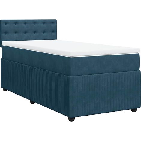 Maison Exclusive - Cama box spring con colchón terciopelo azul 90 (1/5)