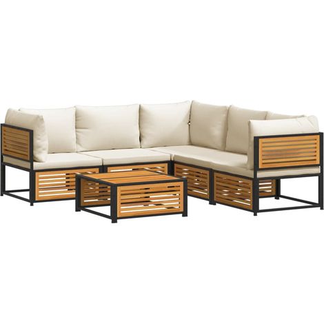 Maison Exclusive - Salon de jardin avec coussins 6 pcs bois d'acacia solide (1/5)