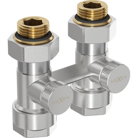 Mexen Uni-Term valvola termostatica DN50 a due tubi, dritta 1/2"x16 mm, nichel - W912-016-01 (1/3)
