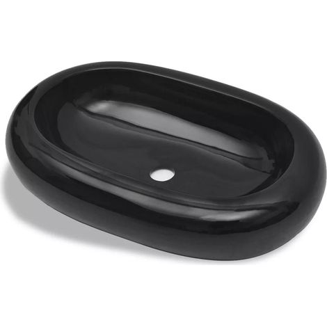 Lavabo ovale in ceramica 63 x 42 cm per bagno nero 020002495