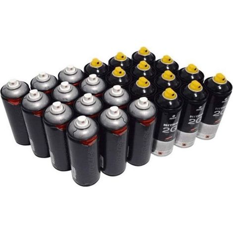Lot de 24 bombes de peinture MTN - noir goudron et chrome - 400ml