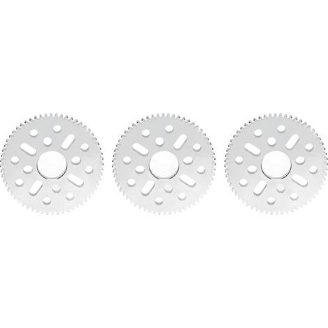 3-teiliges Stirnrad mit geraden Zähnen, 4 Langlöcher, 12 Rundlöcher, Modul 0,8, Bohrung 14 mm, Dicke 4 mm, 4312-0414-0060 (1/5)