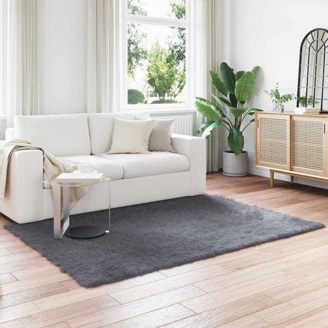 vidaXL  Faux Sheepskin Rug  TAFALLA Anthracite 120 x 170 cm Polyester
