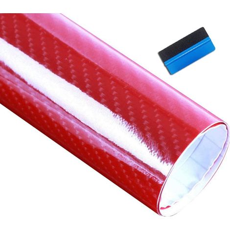 Autocollant Rouge 6D en Fibre de Carbone Brillant pour Voiture, Film Vinyle imperméable et Anti-Rayures (30 cm x 150 cm) (1/5)