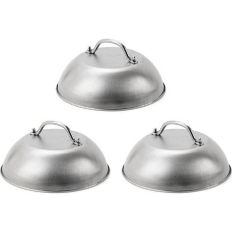 3X Couvercle en dôme, Acier inoxydable, 9 pouces, Pour plaque chauffante, Barbecue extérieur, Cuisine intérieure (1/5)