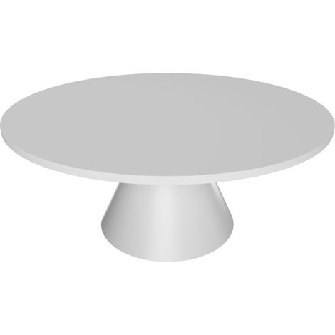 Artù White - Table de salle à manger ronde ⌀ 120 cm en bois stratifié avec base conique en métal-Blanc (1/5)