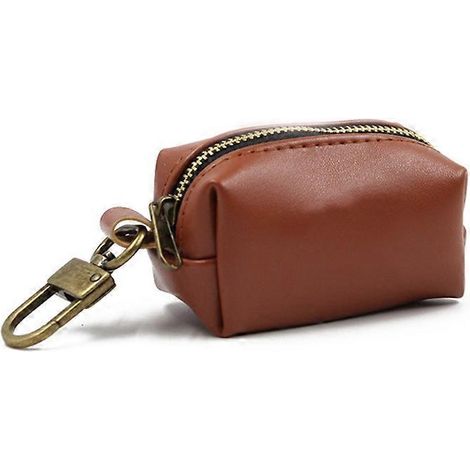 Distributeur de sacs à déjections canines portable de voyage et d'extérieur, pochette en cuir PU pour animaux de compagnie (chats, chats), organisateur de sacs à déjections. (1/5)