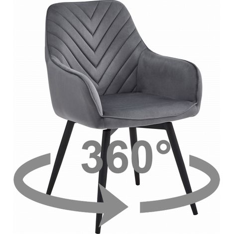 Sedia girevole Nana360 in velluto grigio scuro con gambe nere (1/5)