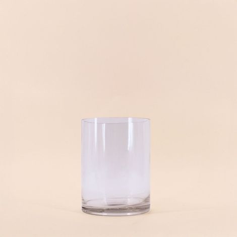 Vase cylindrique en verre transparent, H20cm