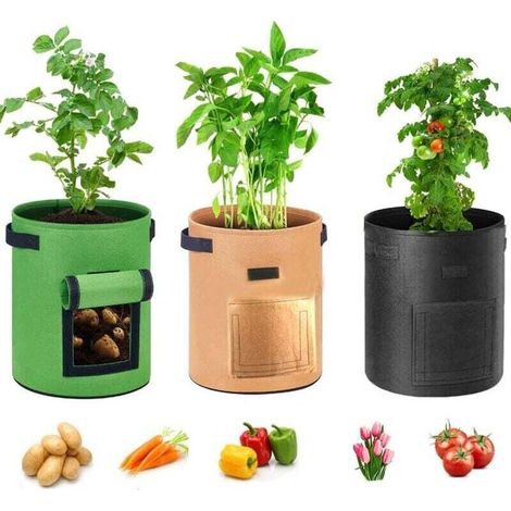 3 Sacs de Culture de Pommes de Terre, Sacs de Culture de Jardin de 7 Gallons Sacs de Plantes de Fenêtre Non Tissés avec Poignées pour Pommes de Terre Fraise Tomate Fleur Patio Jardin Balc (1/4)