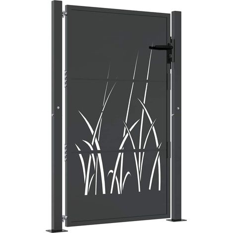 vidaXL Puerta de jardín antracita 100x125 cm acero diseño hierba (1/2)
