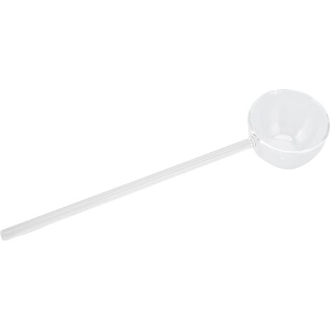 Hitzebeständiger Glaslöffel, langer, eleganter Griff, transparent, perfekt zum Kochen, für Getränke, Suppen, Milch und zum Umrühren, trendiges Küchenutensil für Influencer, farbenfrohes Set. (1/5)