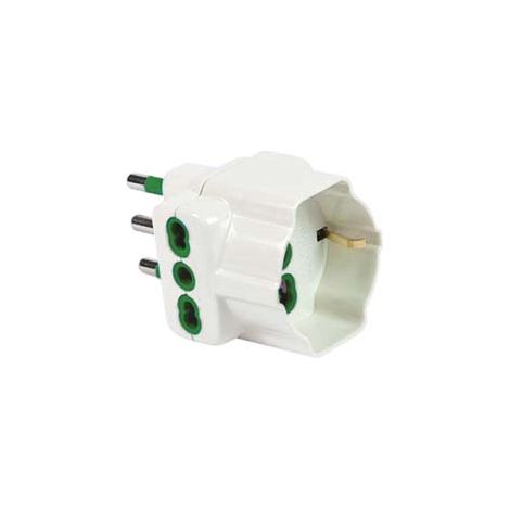 ADATTATORE TRIPLO 2 P+T SCHUKO BIPASSO 16A BIANCO LINEA GARANTI- - bianco 82640-E - 10 pezzi FANTON