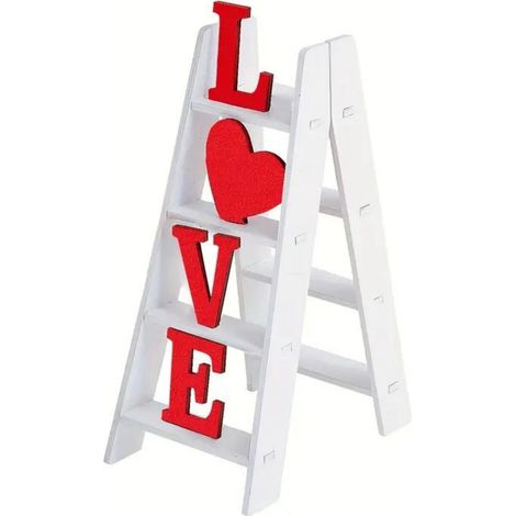 Coeur En Bois - Échelle Décorative Tablette - Décoration Romantique Pour Intérieur Et Saisonnier - 15 x 10 x 7 cm - 1 Pièce (1/5)