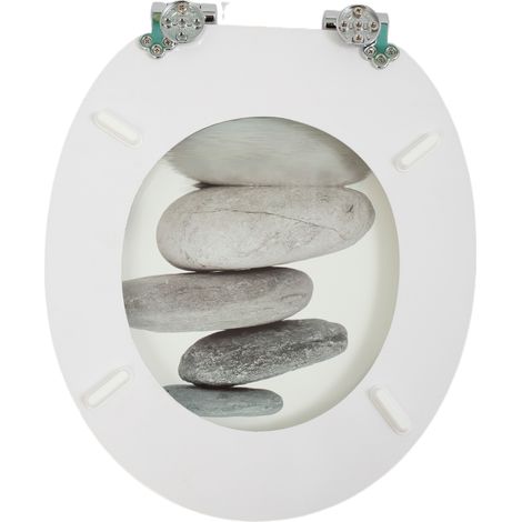 Abattant de toilette avec mécanisme de fermeture amortie, couvercle de toilette en bois, robuste et facile à nettoyer (1/4)