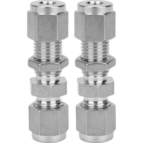 Raccord traversée cloison 2 pièces, acier inoxydable 316, double bague, plaque d’usure, joint Ф1/4 (1/5)